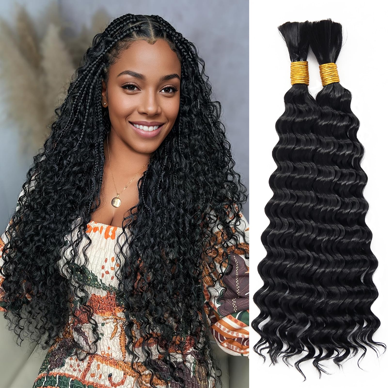 Deep Wave Bulk Hair for Braidi - Hair Care Wavy Hair 리뷰 및 가격