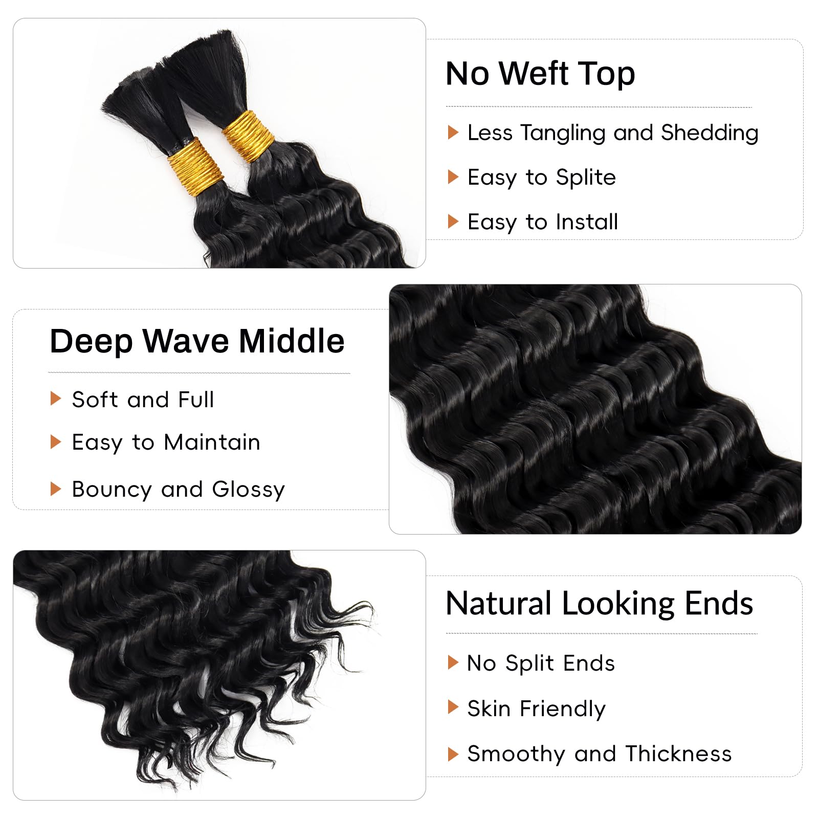 Deep Wave Bulk Hair for Braidi - Hair Care Wavy Hair 리뷰 및 가격