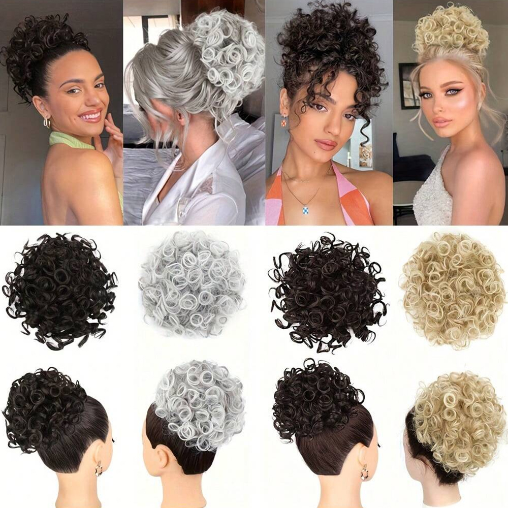Messy Curly Hair Bun Ponytail  - Hair Care Wavy Hair 리뷰 및 가격
