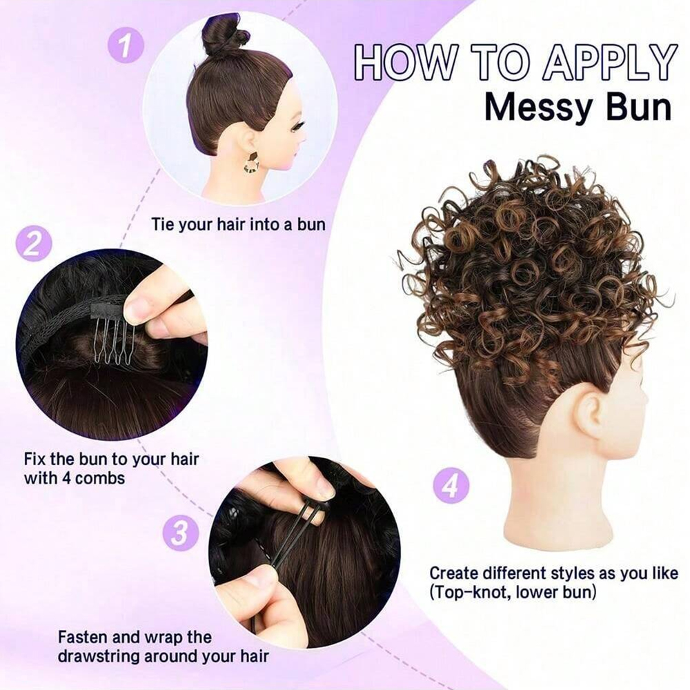 Messy Curly Hair Bun Ponytail  - Hair Care Wavy Hair 리뷰 및 가격