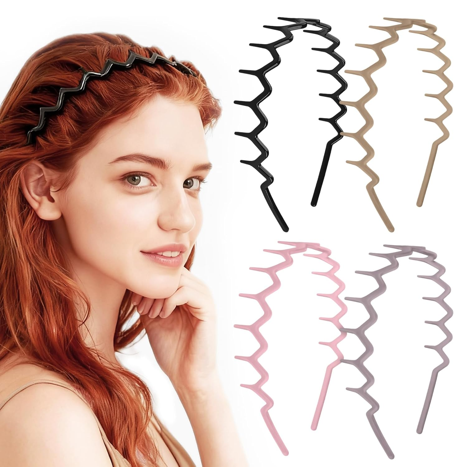 Zig Zag Headbands - 4Pcs Non S - Hair Care Wavy Hair 리뷰 및 가격