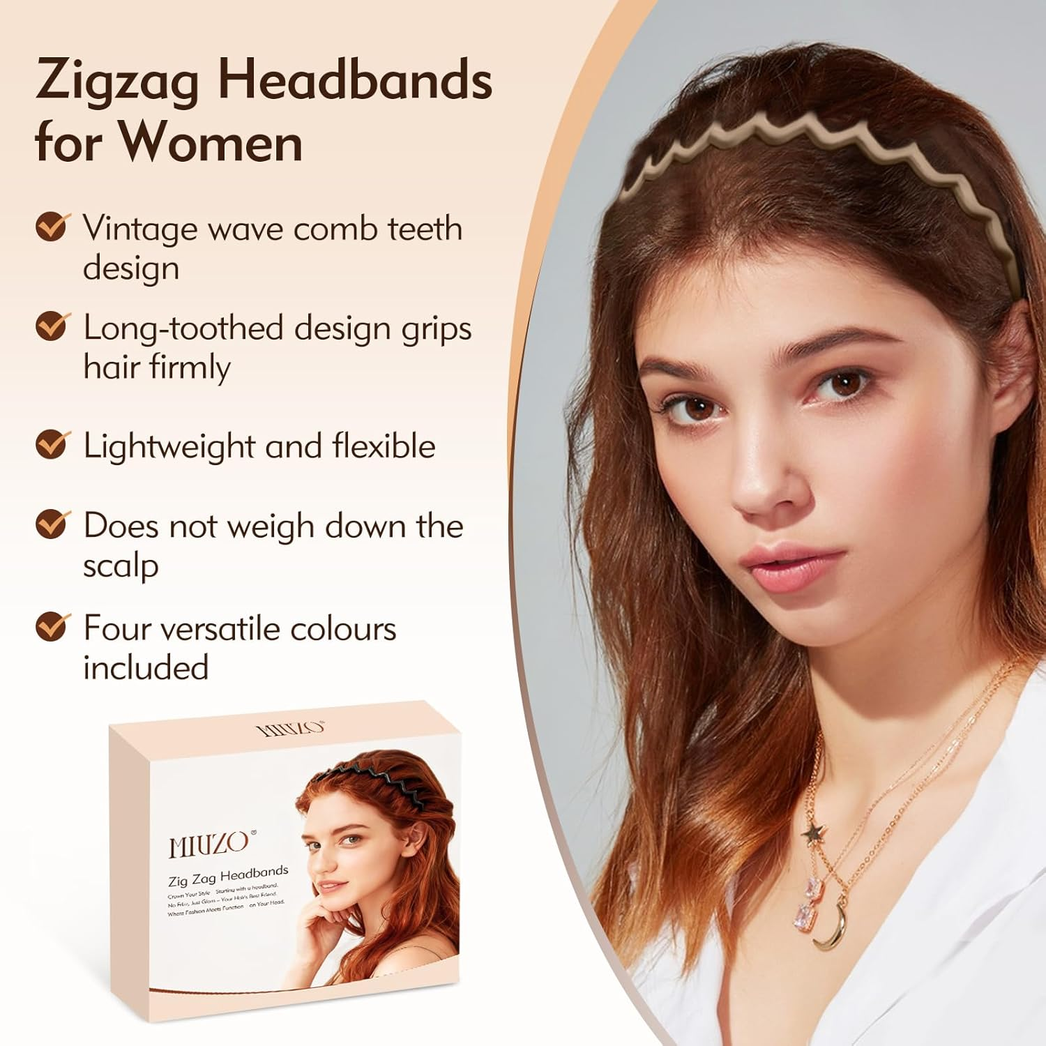 Zig Zag Headbands - 4Pcs Non S - Hair Care Wavy Hair 리뷰 및 가격