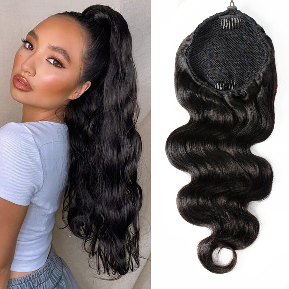 Body Wave Drawstring Ponytail  - Hair Care Wavy Hair 리뷰 및 가격